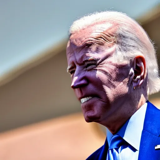 Image similar to blue joe biden with blue light blue skin blue