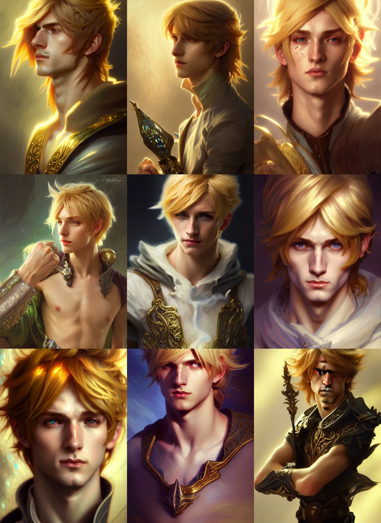 Prompt: portrait of ezreal, diffuse lighting, fantasy, intricate, elegant, highly detailed, lifelike, photorealistic, digital painting, artstation, illustration, concept art, smooth, sharp focus, art by john collier and albert aublet and krenz cushart and artem demura and alphonse mucha