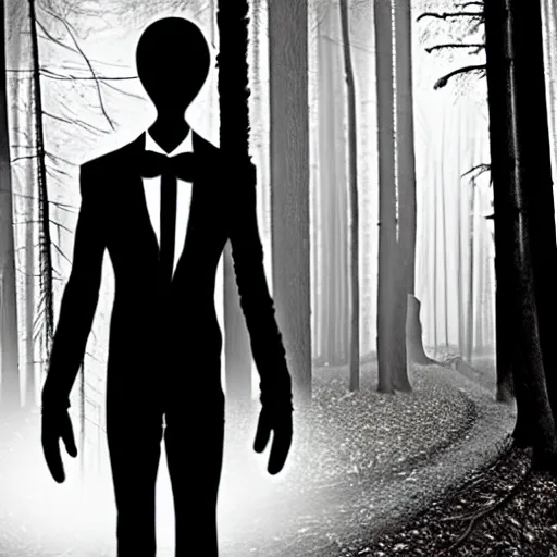 Image similar to slenderman in the woods