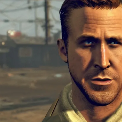 Image similar to ryan gosling in fallout 4