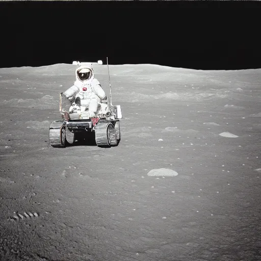 Prompt: photo of astronaut driving a convertible car on the moon, 3 5 mm, full - hd