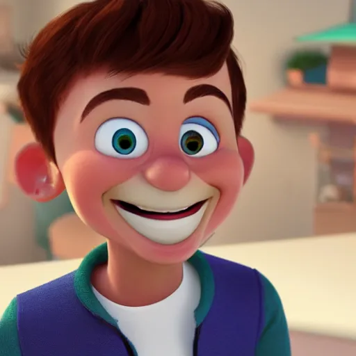 Prompt: A new cartoon cartoon character of a boy smiling in the mix of disney and pixar style, name of the character is chad, 8k, insane details, ultrarealistic