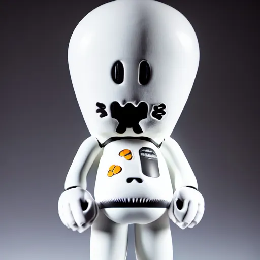 Image similar to an all white art vinyl figure with a microwave oven for a head, in the style of guggimon, kidrobot, sket - one x iamretro, kenny wong x pop mart, space molly, frank kozik, guggimon, kaws studio lighting, subsurface diffusion, 8 k - h 7 6 8