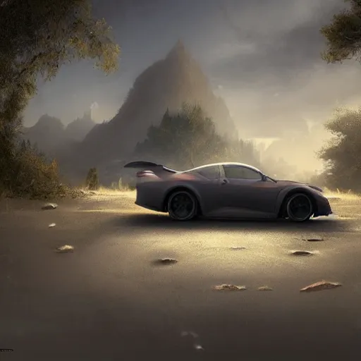 Prompt: car, matte painting, hyper realistic, very detailed, dramatic scene, realistic lighting, fantasy, 4 k, in the style of greg rutkowski,