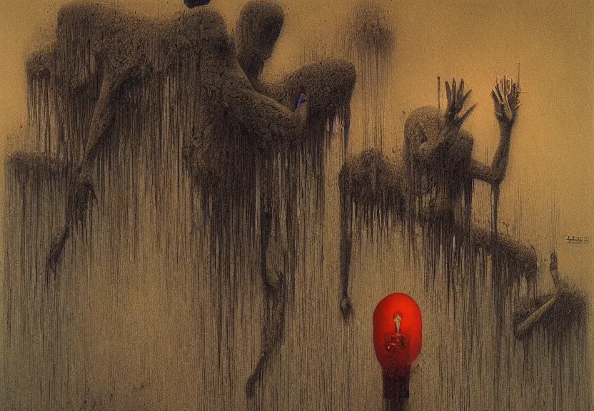 Image similar to dark macabre loss of control and choice by zdislaw beksinski