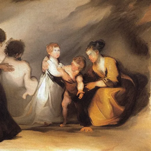 Prompt: a Francisco Goya oil painting of transgenerational trauma