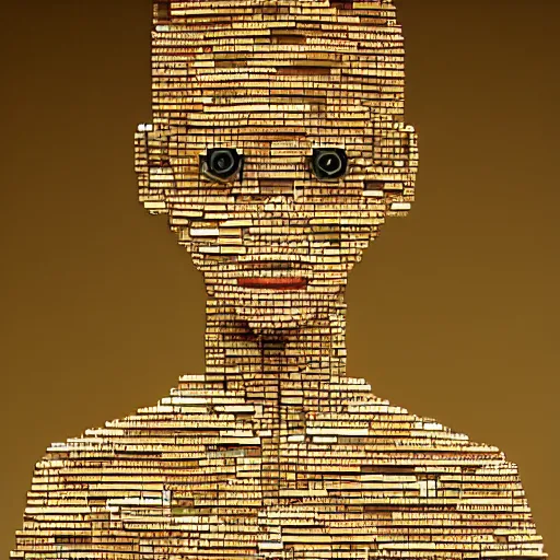 Image similar to a photo portrait of female android created from empty beer bottles and cardboard boxes. symmetry, awesome exposition, scifi, very detailed, highly accurate, professional lighting diffracted lightrays, 8 k, sense of awe