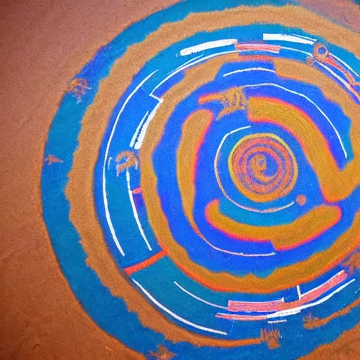 Prompt: navajo sand painting of the planet jupiter