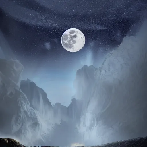 Image similar to moon falls on earth, epic, ultra detailed