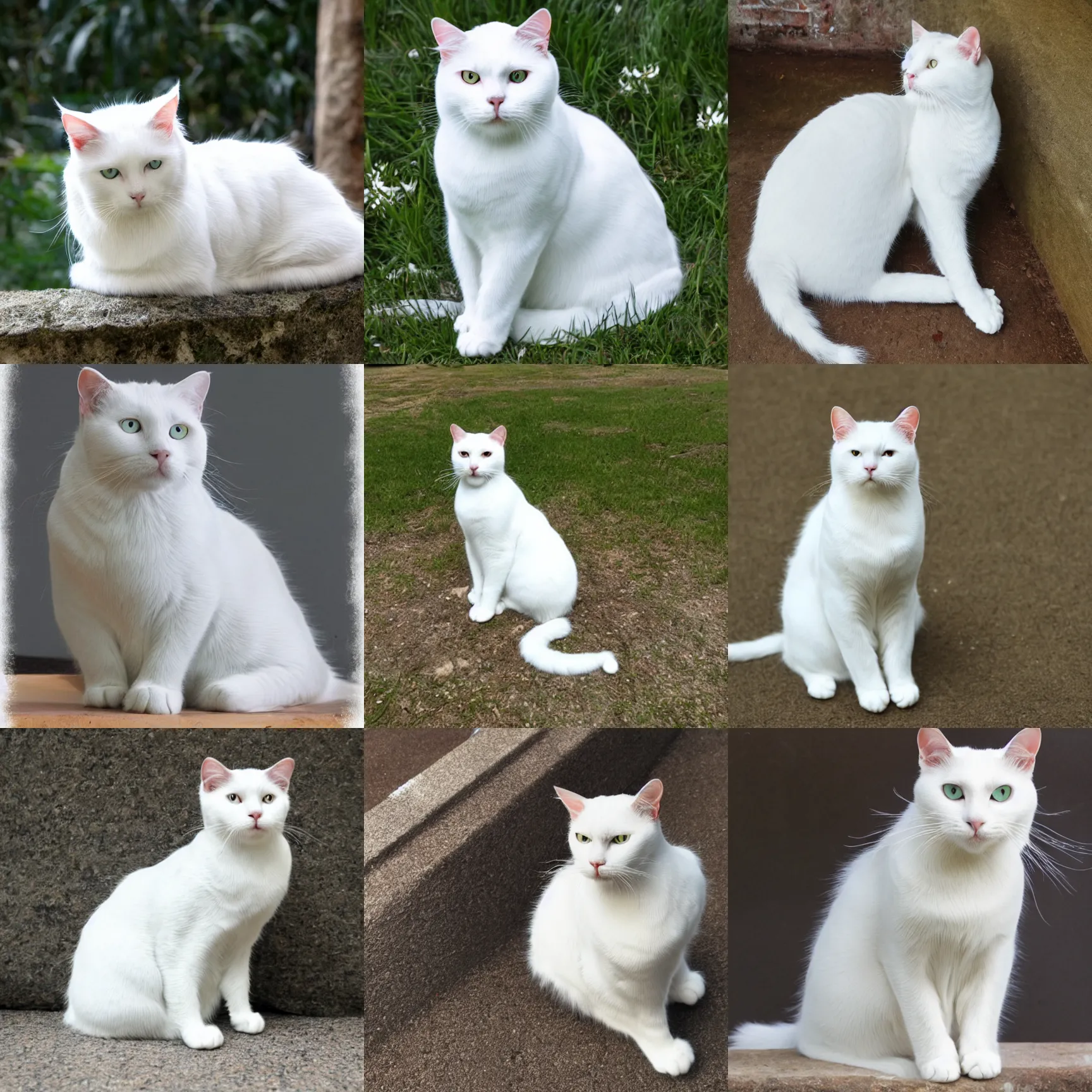 Prompt: a white cat sitting