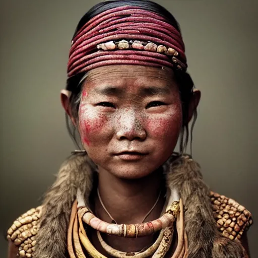 Image similar to young bautiful asian tribal female by Jimmy Nelson