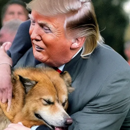 Image similar to Detailed photo of Donald Trump getting bitten by a Dog in the park.