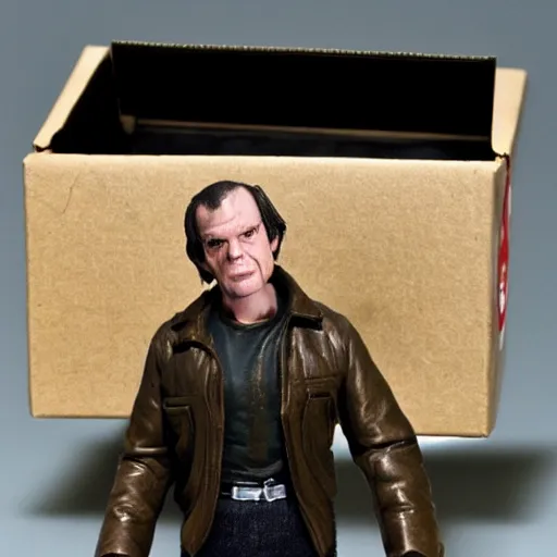 Prompt: Photo of a Gilles Deleuze action figure in its box