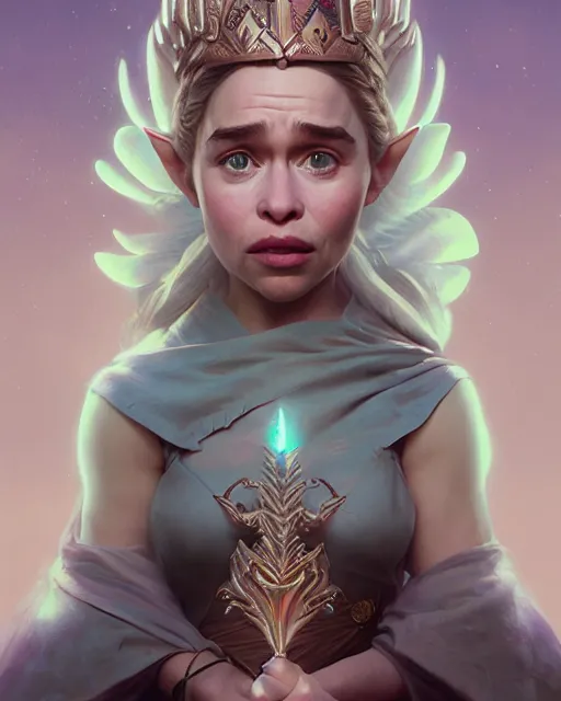 Image similar to highly detailed surreal vfx portrait of emilia clarke as princess zelda, stephen bliss, unreal engine, greg rutkowski, loish, rhads, beeple, makoto shinkai and lois van baarle, ilya kuvshinov, rossdraws, tom bagshaw, alphonse mucha, global illumination, detailed and intricate environment