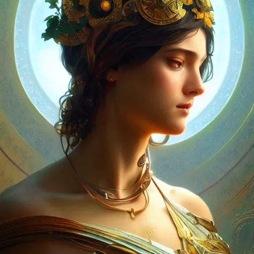 Prompt: perfectly - centered photograph of a goddess, highly detailed, professional digital painting, unreal engine 5, photorealism, hd quality, 8 k resolution, cinema 4 d, 3 d, cinematic, art by artgerm and greg rutkowski and alphonse mucha and loish and wlop