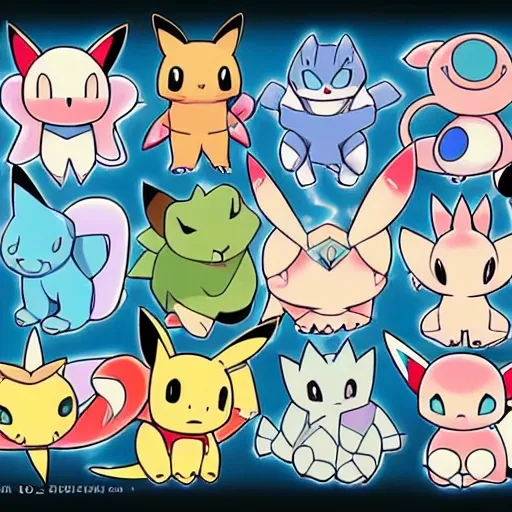 Prompt: pattern of the pokemon mew by Ken Sugimori