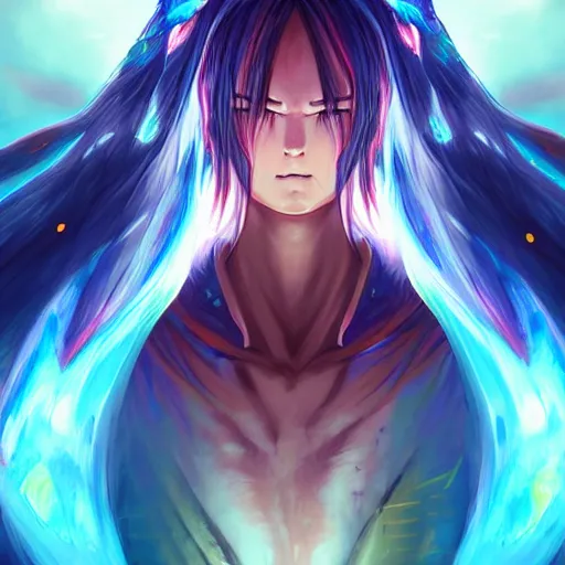 Image similar to anime portrait of a rainbow as a shaman yedi using dark force to eliminate trump as an anime antagonist by Stanley Artgerm Lau, WLOP, Rossdraws, James Jean, Andrei Riabovitchev, Marc Simonetti, and Sakimichan, trending on artstation