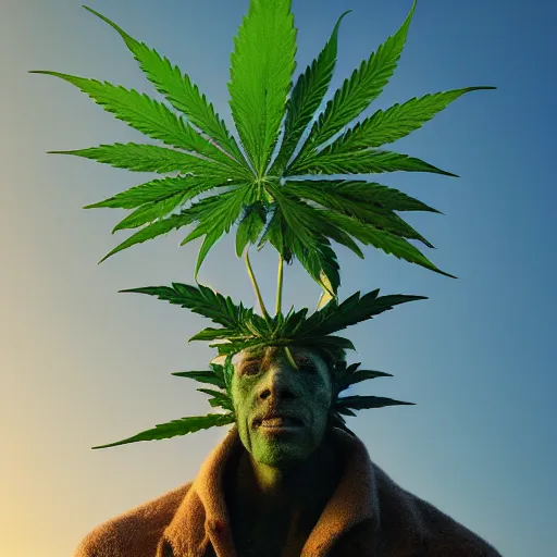 Humanoid in the shape of a cannabis plant, realistic | Stable Diffusion