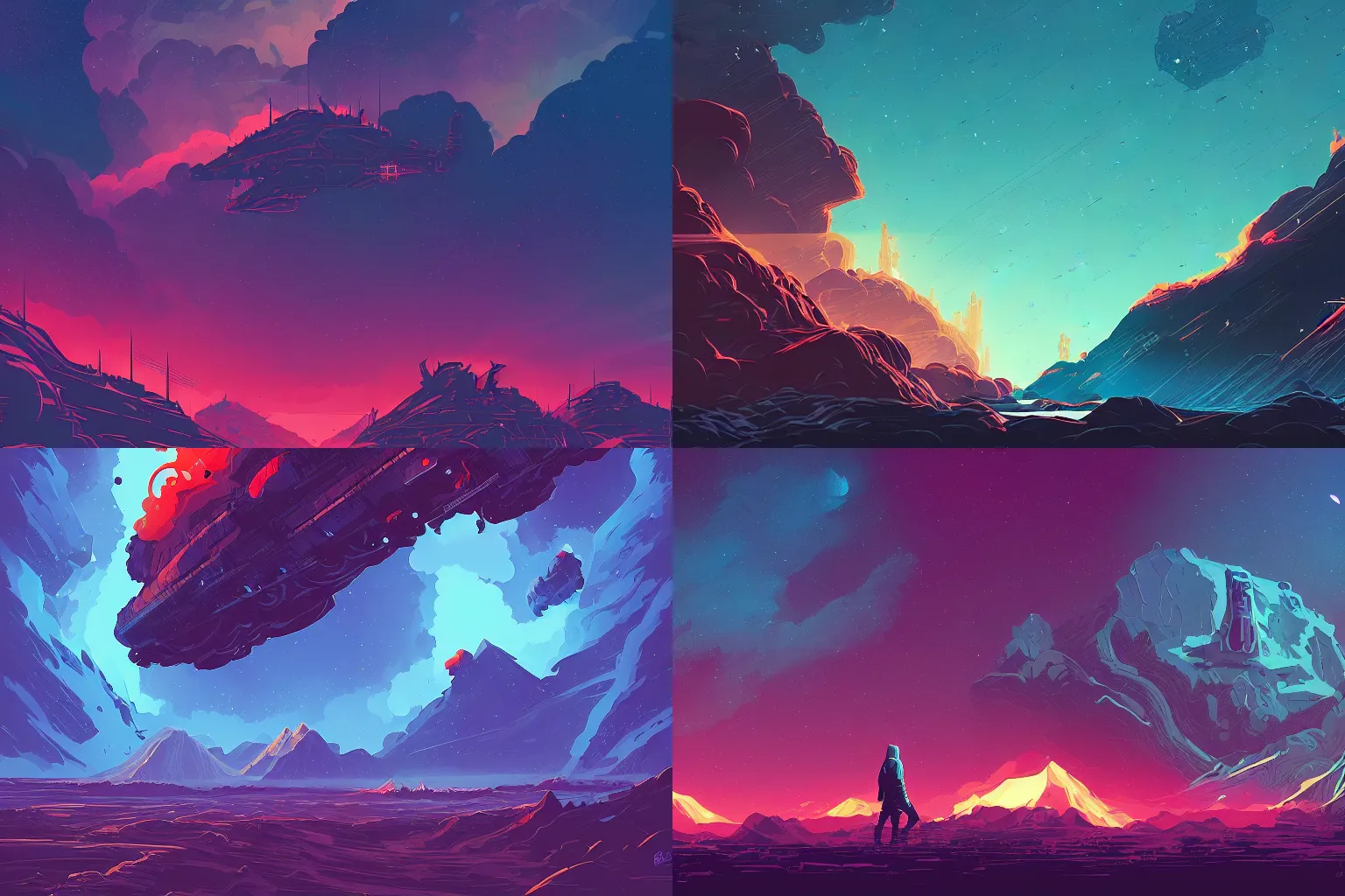 Prompt: concept art of an epic nebula in style of dan mumford and laurie greasley by james gilleard, very detailed, clean lines, atmospheric, vivid, wide angle