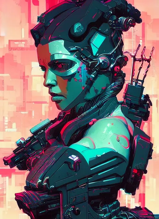 Prompt: cyberpunk cartel infiltrator by josan gonzalez splash art graphic design color splash high contrasting art, fantasy, highly detailed, art by greg rutkowski