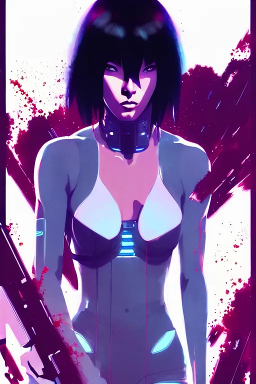 Prompt: a ultradetailed beautiful panting of kusanagi from ghost in the shell, by conrad roset, greg rutkowski and makoto shinkai, trending on artstation