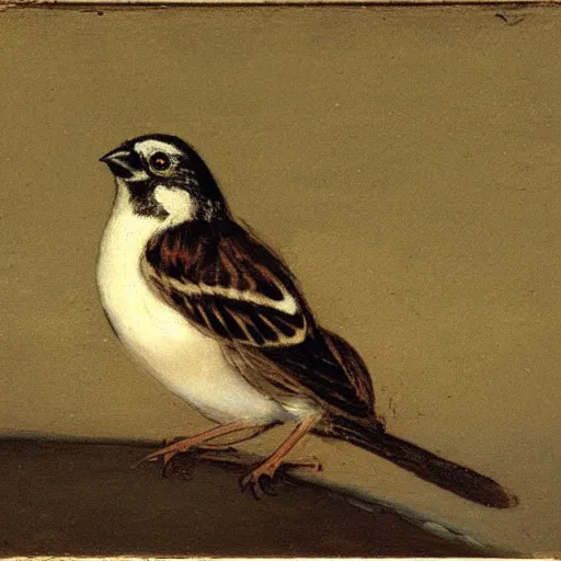 Prompt: a sparrow, by Francisco Goya, oil on canvas