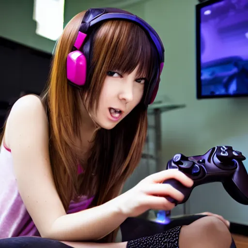 Image similar to anime girl playing video games