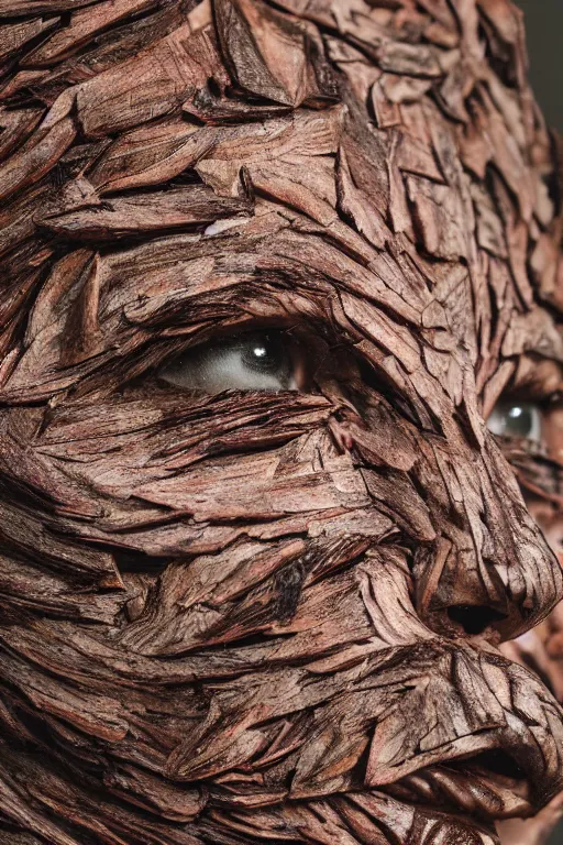 Image similar to 📷 markiplier's tree bark skin, made of tree bark, head portrait, dynamic lighting, 4 k