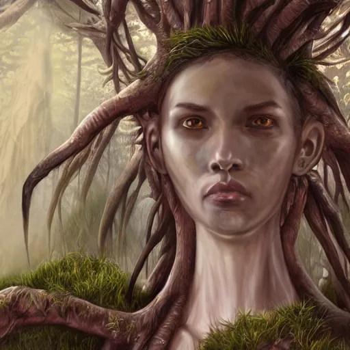 Image similar to a highly detailed portrait of a humanoid fantasy creature in a fantasy forest concept art