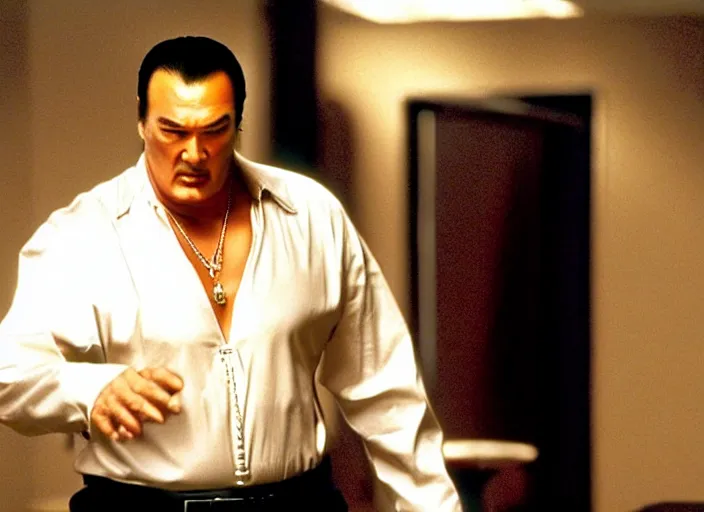 Prompt: steven seagal in a still from the movie The Room (2003)