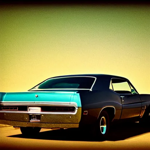 Image similar to still of an american muscle car, film grain