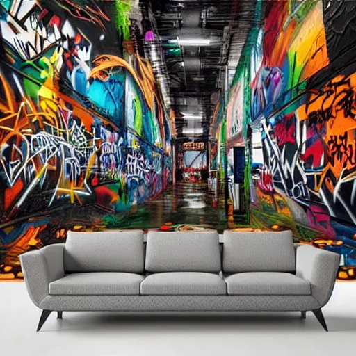 Image similar to party in front of giant walls with amazing graffitis, hyper detailed, photorealistic, hd