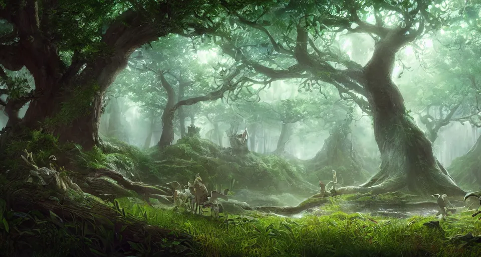 Image similar to Enchanted and magic forest, by CGSociety