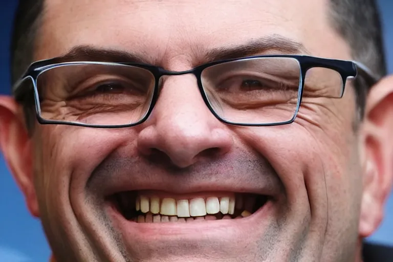 Prompt: Premier Daniel Andrews smiles as Melbourne city burns to the ground