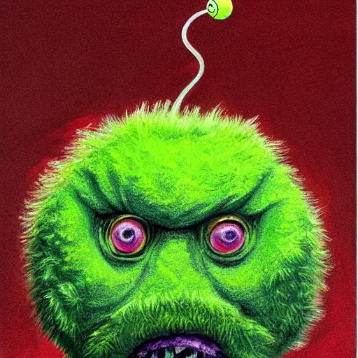 Image similar to a portrait of a tennis ball monsters, digital art, fantasy, magic, chalk, trending on artstation, ultra detailed, professional illustration by basil gogos