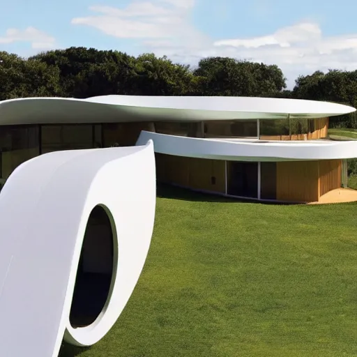 Prompt: a dream house in the shape of a mobius strip.