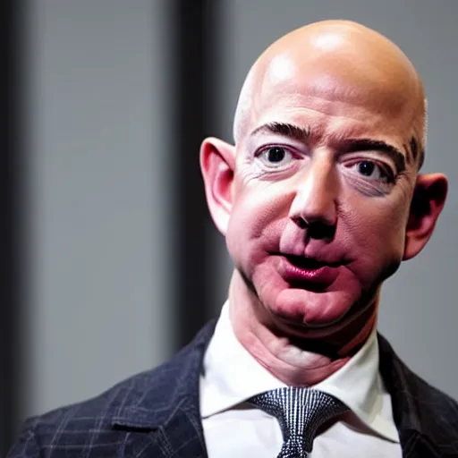 Image similar to Jeff bezos with a surprised face