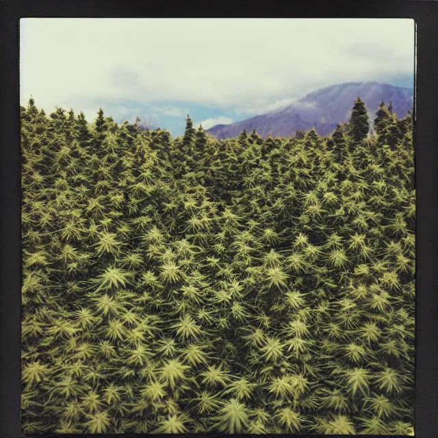 Prompt: hills of cannabis, polaroid