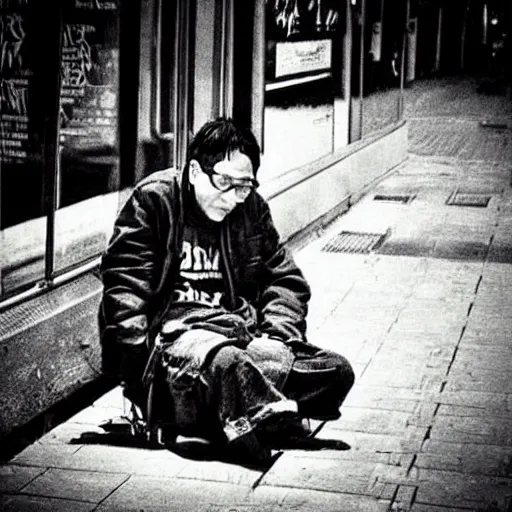 Prompt: “ wong kar wai homeless man ”