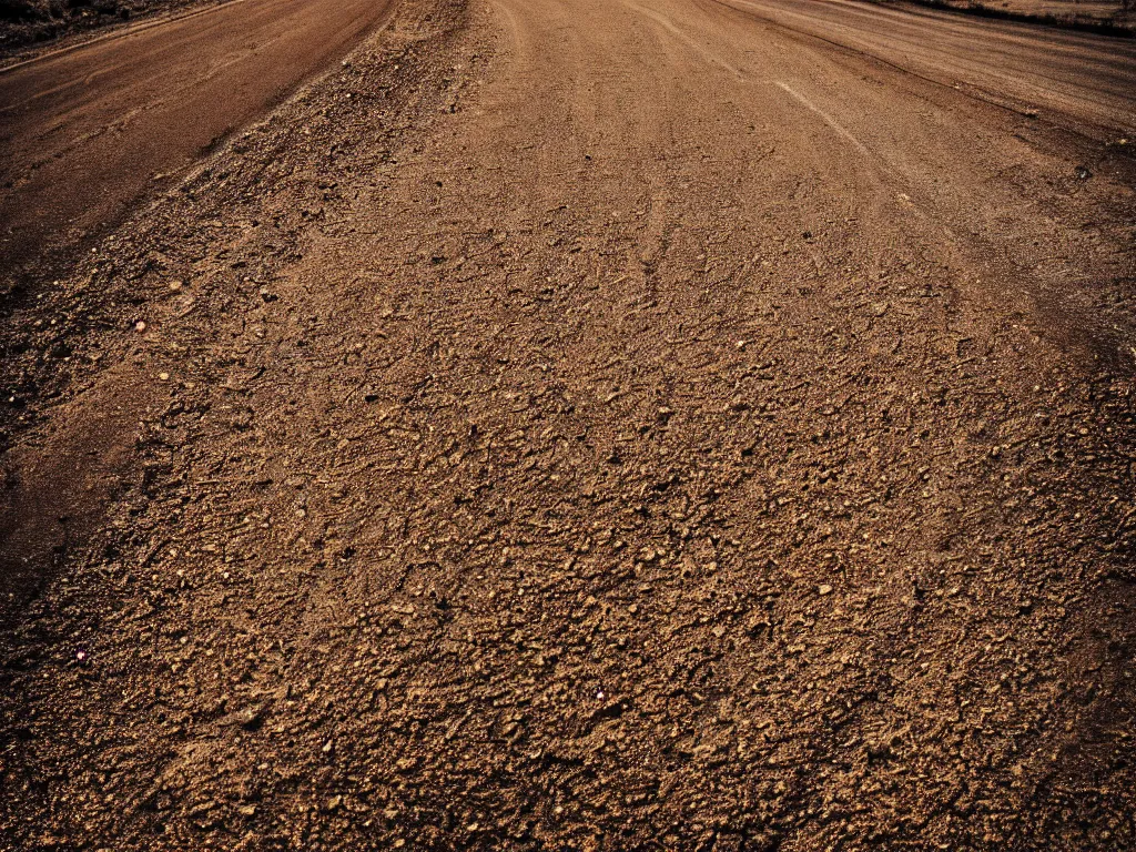 Image similar to a close up of a dirt road, highly textured