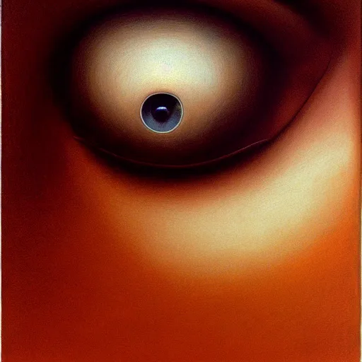 Image similar to Her eyes wide by Zdzisław Beksiński, oil on canvas, intricately detailed artwork, 8k