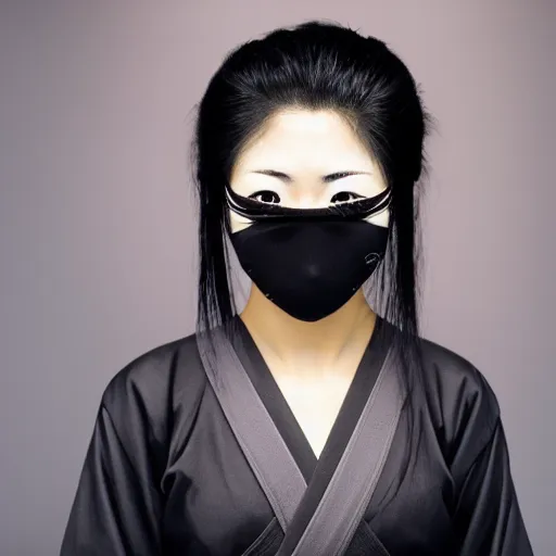 Image similar to photo of a beautiful female ninja, japanese, symmetrical face, gorgeous, high detail,