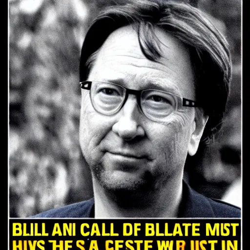 Image similar to bill hicks living inside a crater in bill gates' head