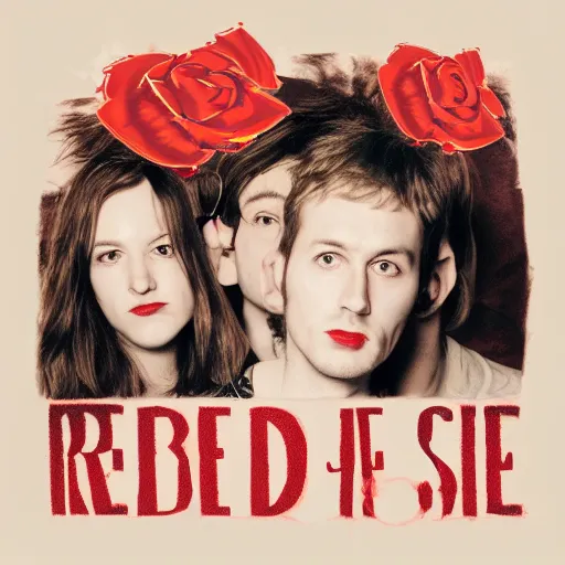 Prompt: album cover of a indie pop band, red rose, album cover art