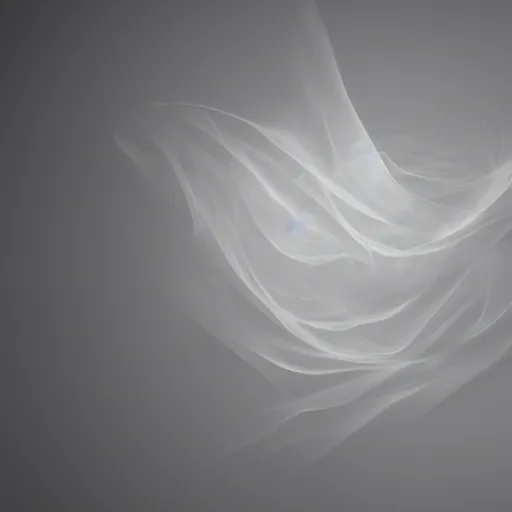 Image similar to a photo of beautiful silk floating in a dark room, lit from above, volumetric light, smoke, photorealistic, 8 k