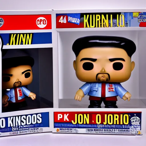 Image similar to Kim jong un Funko Pop, figurine, 24mm lens, high resolution 8k, studio lighting