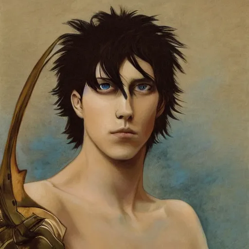 Prompt: a portrait of EREN YEAGER as The Fallen Angel in the style Alexandre Cabanel