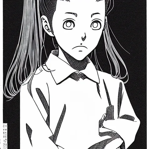 Image similar to young girl by naoki urasawa, detailed, japanese manga, comic, illustration