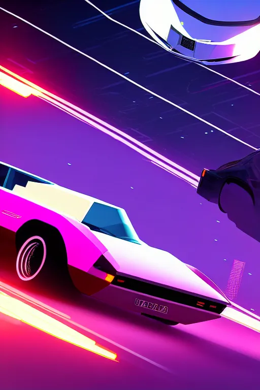 Image similar to quantum entanglement的synthwave sports car ,by Austin English ,cinema lighting,Game scene graph , very high detailed Unreal engine, in the style of a 70s science fiction novel cover