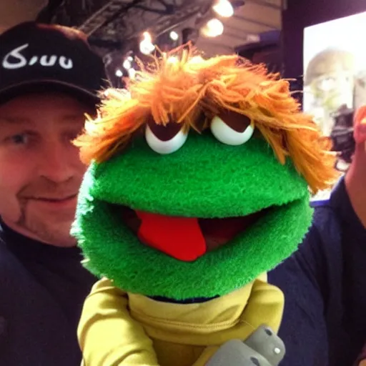 Prompt: corey schmitt as a muppet